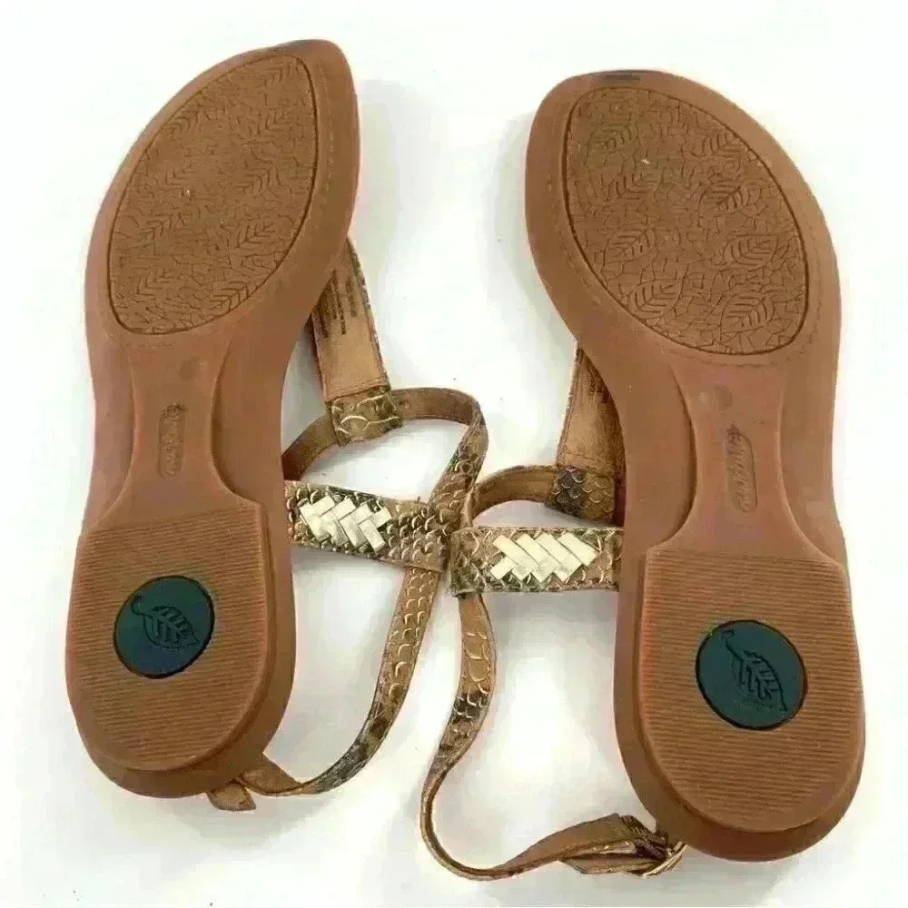 Nurture sandals size 10 Sphinx brown gold leather braided t-straps festival